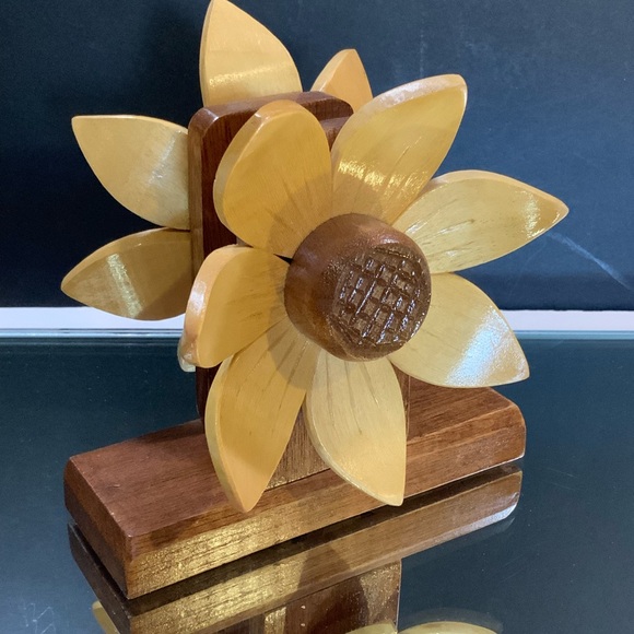 Other - Vintage Wooden Sunflower Napkin Holder Handmade in the Philippines #56